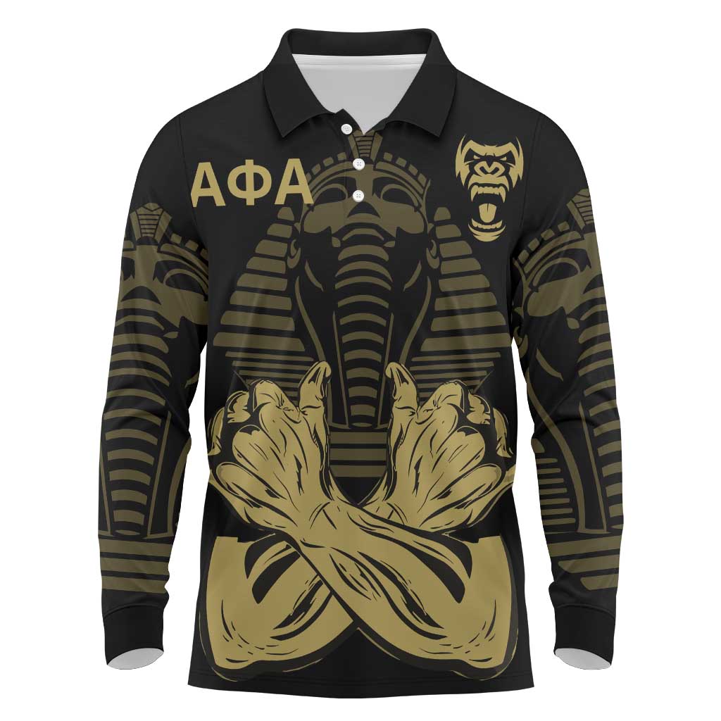 Alpha Phi Alpha Pullover With Embroidered Greek Long Sleeve Polo Shirt Fraternity Pride