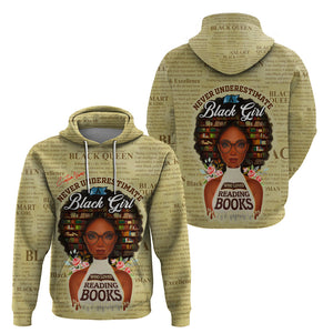 Personalized Black Girl African Hoodie Never Underestimate A Book Lover - Afroprintwear