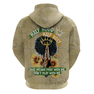 Personalized African Women Hoodie Half Hood Half Holy - Afroprintwear