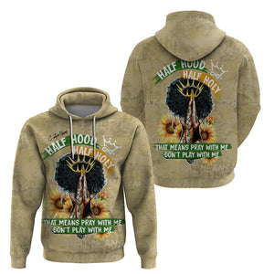 Personalized African Women Hoodie Half Hood Half Holy - Afroprintwear