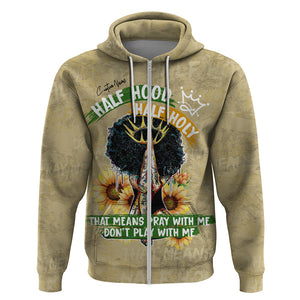 Personalized African Women Hoodie Half Hood Half Holy - Afroprintwear