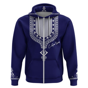 Printed Dashiki African Hoodie Blue - Afroprintwear