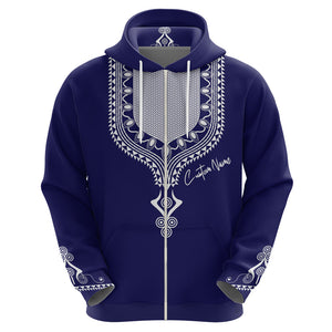 Printed Dashiki African Hoodie Blue - Afroprintwear