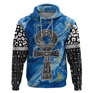 Ankh On Blue Hoodie Pan African - Afroprintwear