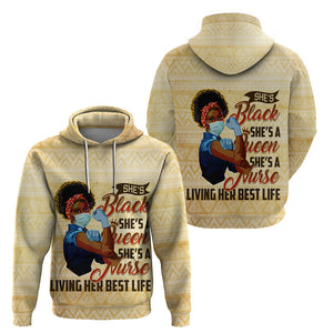 Afro Nurses Hoodie Black Queen African - Afroprintwear