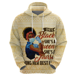 Afro Nurses Hoodie Black Queen African - Afroprintwear