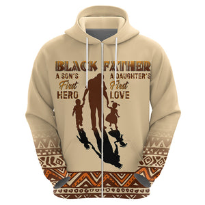 Black Father Hoodie African Father with Son and Daughter - Afroprintwear