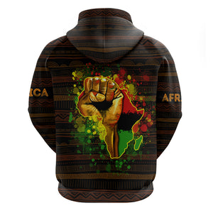 Black Power Hoodie Africa Map - Afroprintwear