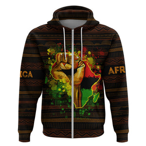 Black Power Hoodie Africa Map - Afroprintwear