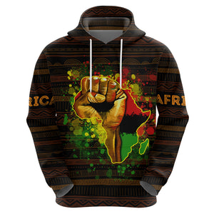 Black Power Hoodie Africa Map - Afroprintwear