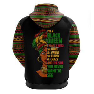 Three Sides Of Me Hoodie African Women Black Queen - Afroprintwear