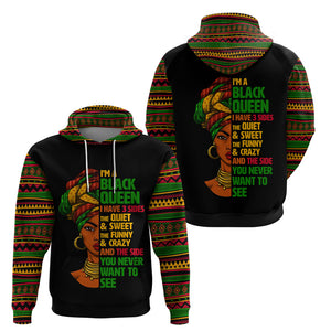 Three Sides Of Me Hoodie African Women Black Queen - Afroprintwear