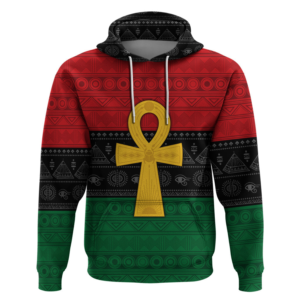 Pan African Ankh Hoodie Egyptian Cross - Afroprintwear