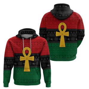 Pan African Ankh Hoodie Egyptian Cross - Afroprintwear