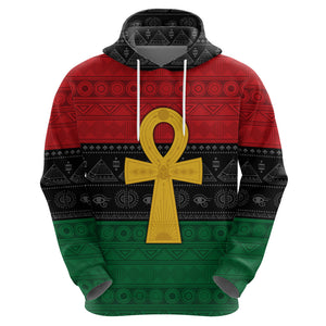 Pan African Ankh Hoodie Egyptian Cross - Afroprintwear