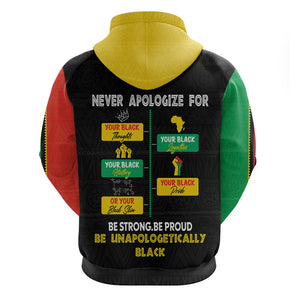 Never Apologize For Your Pride Hoodie African Black History - Afroprintwear