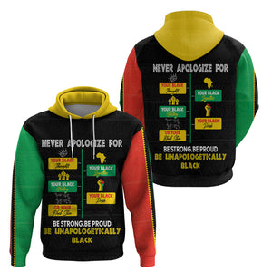 Never Apologize For Your Pride Hoodie African Black History - Afroprintwear