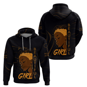 Personalized Beautiful Black Girl Hoodie Women Africa - Afroprintwear