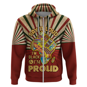 I'm Black and I'm Proud African Hoodie Hand Up Africa Map Art - Afroprintwear