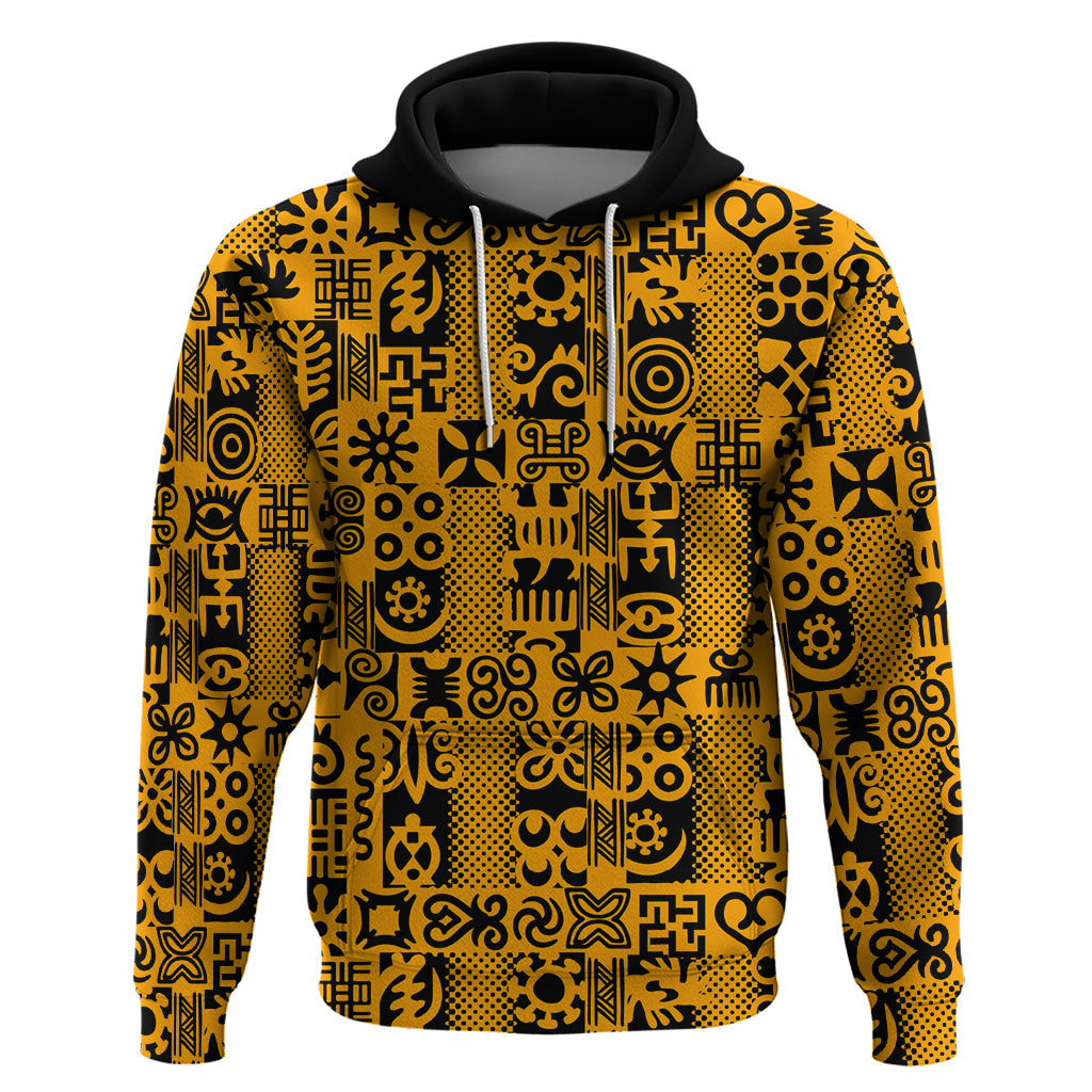 Culture Adinkra Hoodie West African Yellow Art - Afroprintwear