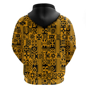 Culture Adinkra Hoodie West African Yellow Art - Afroprintwear