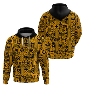 Culture Adinkra Hoodie West African Yellow Art - Afroprintwear