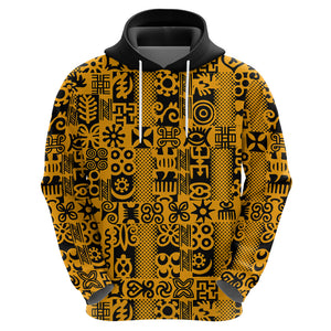 Culture Adinkra Hoodie West African Yellow Art - Afroprintwear