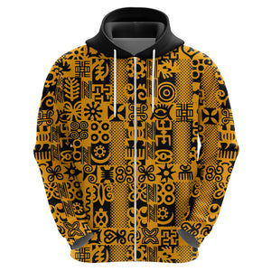 Culture Adinkra Hoodie West African Yellow Art - Afroprintwear